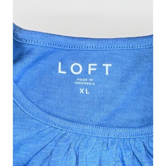 Ann Taylor LOFT Ruffle Sleeve Tank Top Women’s XL Blue Sleeveless Pleated NWT - Picture 3 of 7